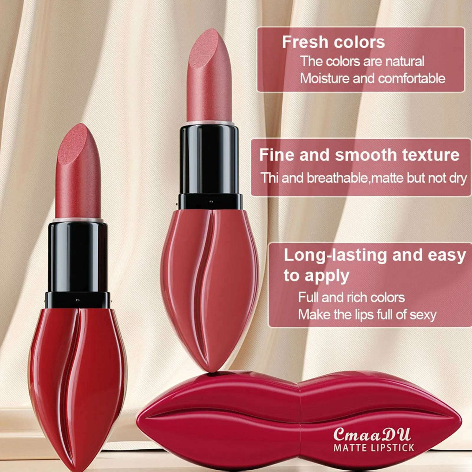 10 Colors Waterproof Big Mouth Nude Matte Lipsticks Long Lasting Lip Stick Not Fading Sexy Red Velvet Lipstick Makeup Cosmetic - KIMLUD