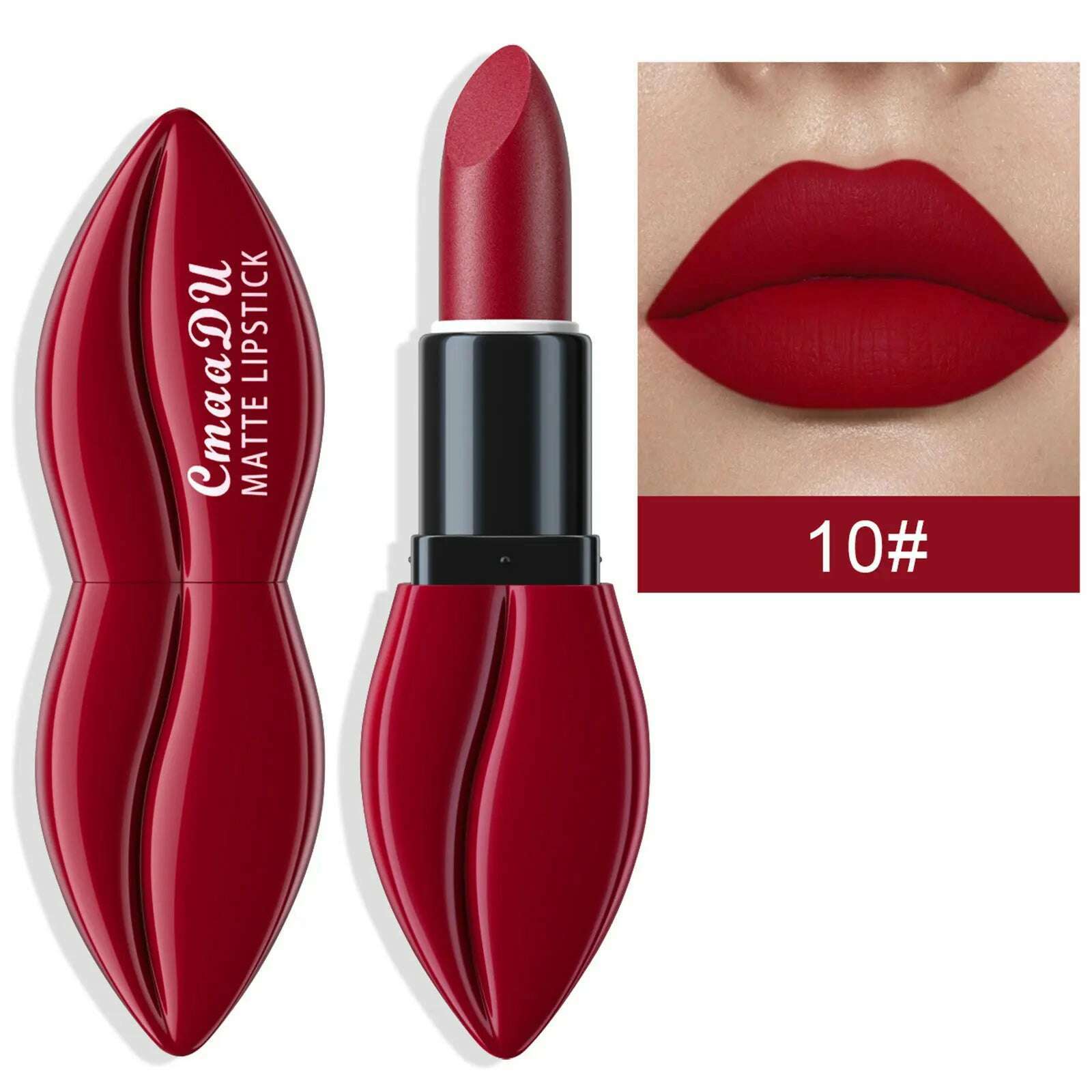 10 Colors Waterproof Big Mouth Nude Matte Lipsticks Long Lasting Lip Stick Not Fading Sexy Red Velvet Lipstick Makeup Cosmetic - KIMLUD