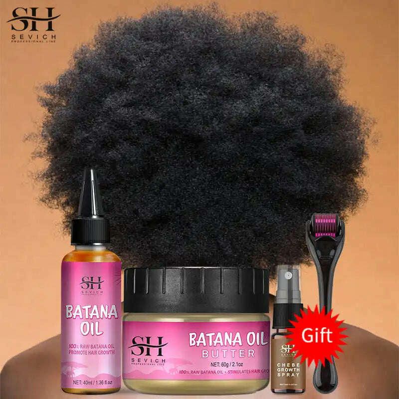 100% Batana Hair Fast Growth Oil Set African Crazy Traction Alopecia Batana Hair Mask chebe oil Hair Regrowth Treatment Sevich - KIMLUD