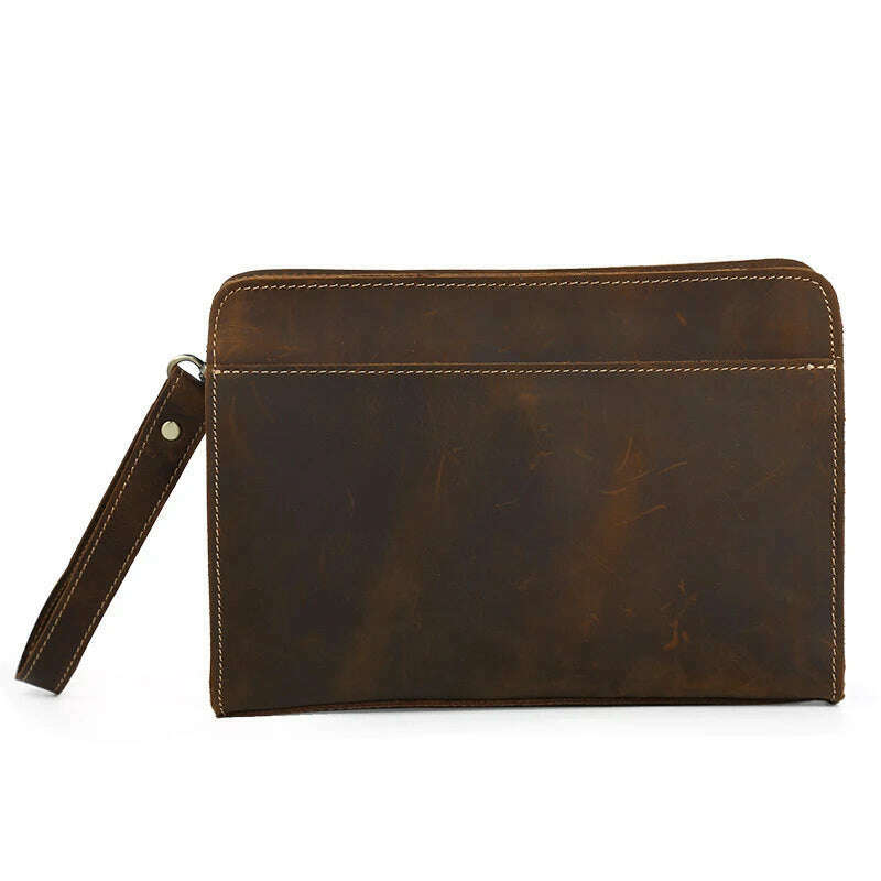 100% Genuine Leather Clutch Bag With Wrist Band Ipad Iphone Clutches For Male Men Hand Bag Real Cowskin Clutch Purse Gift - KIMLUD