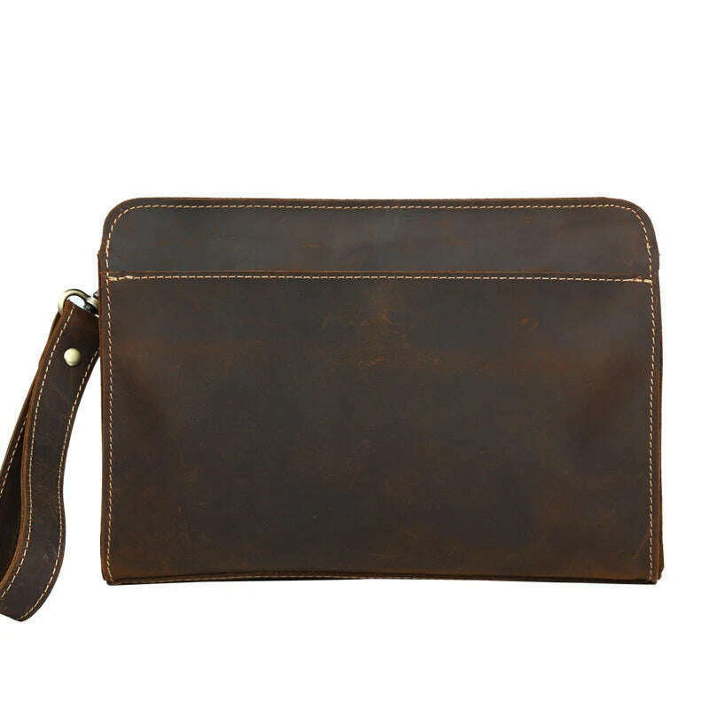 100% Genuine Leather Clutch Bag With Wrist Band Ipad Iphone Clutches For Male Men Hand Bag Real Cowskin Clutch Purse Gift - KIMLUD