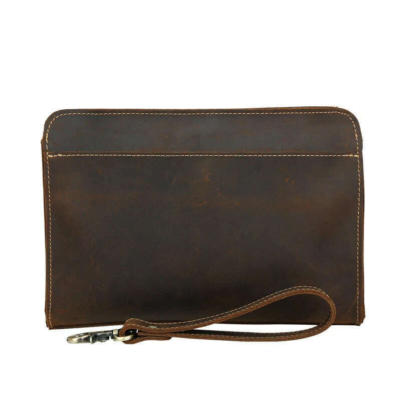 100% Genuine Leather Clutch Bag With Wrist Band Ipad Iphone Clutches For Male Men Hand Bag Real Cowskin Clutch Purse Gift - KIMLUD