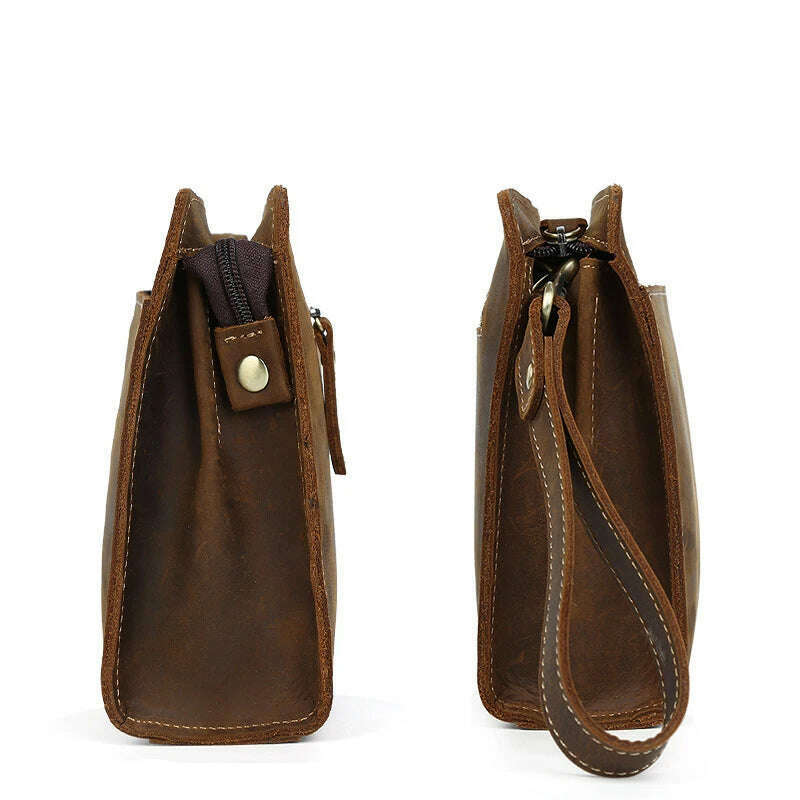 100% Genuine Leather Clutch Bag With Wrist Band Ipad Iphone Clutches For Male Men Hand Bag Real Cowskin Clutch Purse Gift - KIMLUD