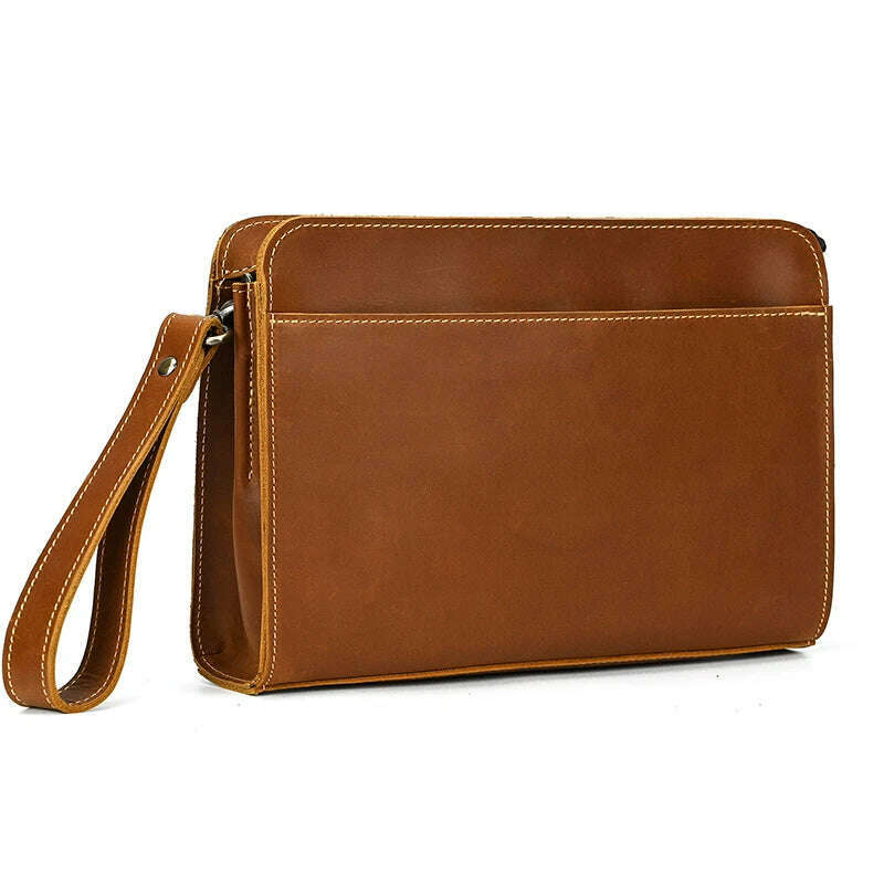 100% Genuine Leather Clutch Bag With Wrist Band Ipad Iphone Clutches For Male Men Hand Bag Real Cowskin Clutch Purse Gift - KIMLUD