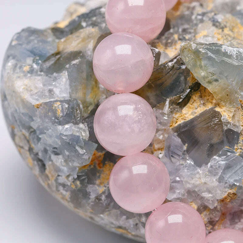 100% Natural AAAAA Women Bracelet Jewelry Pink Rose Quartz Bracelet Natural Stone Gemstone Chakras Bead Handmade Lover Gifts - KIMLUD
