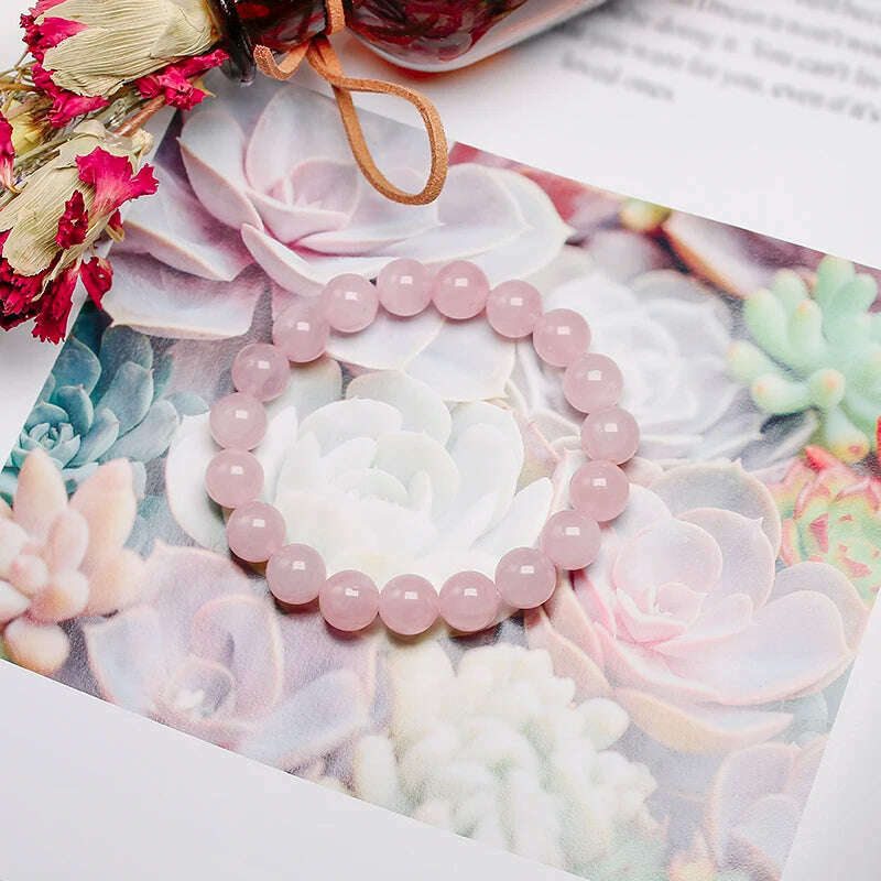 100% Natural AAAAA Women Bracelet Jewelry Pink Rose Quartz Bracelet Natural Stone Gemstone Chakras Bead Handmade Lover Gifts - KIMLUD