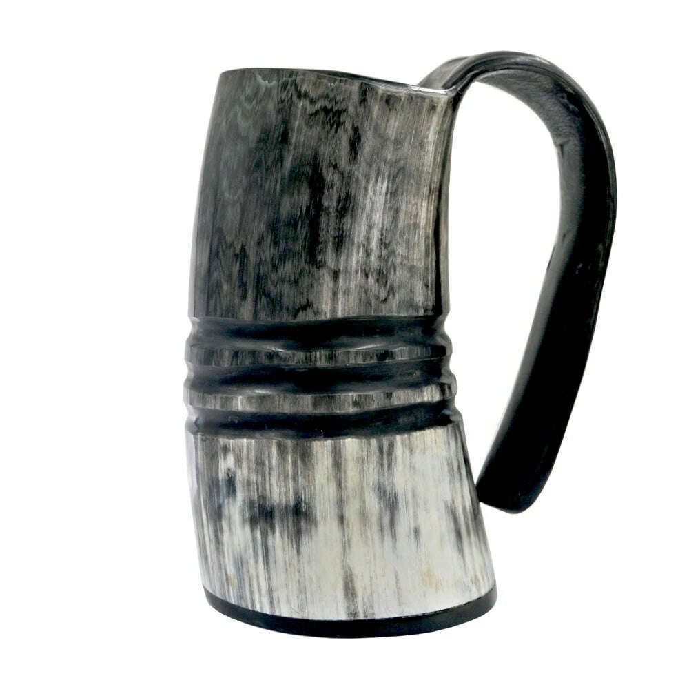 KIMLUD, 100% Natural Hand Made Ox Horn Mug Viking Drinking Mugs Beer Drinking Horn Coffee Mug-Food Grade&One Year Warranty, SE925HMU / CHINA / 380-440ml, KIMLUD Womens Clothes