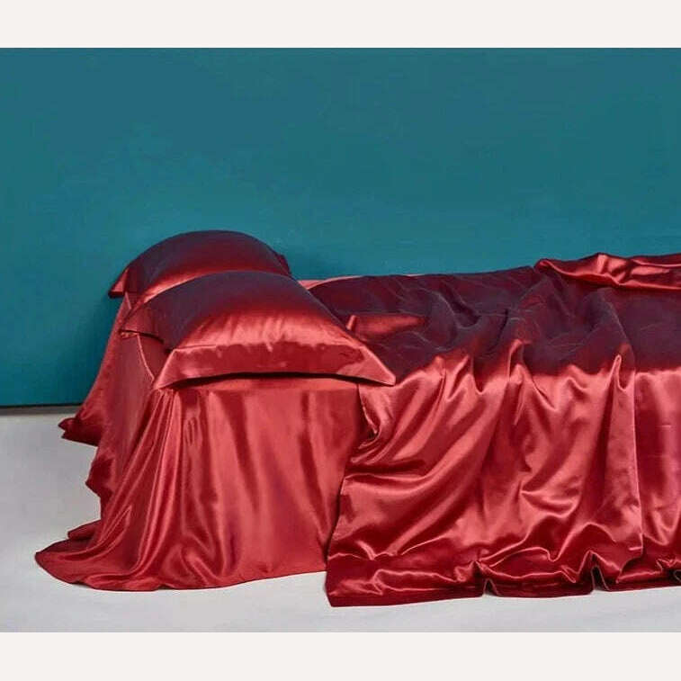 100% Natural Mulberry Silk Bedding Set - 1 Duvet Cover, 1 Sheet, 2 Pillowcases - Double-Sided Pure Silk - Luxurious, Soft, and - KIMLUD