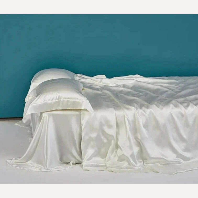 100% Natural Mulberry Silk Bedding Set - 1 Duvet Cover, 1 Sheet, 2 Pillowcases - Double-Sided Pure Silk - Luxurious, Soft, and - KIMLUD