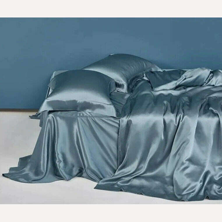 100% Natural Mulberry Silk Bedding Set - 1 Duvet Cover, 1 Sheet, 2 Pillowcases - Double-Sided Pure Silk - Luxurious, Soft, and - KIMLUD