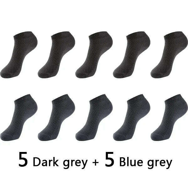 10Pairs/lot Bamboo Fiber Men Socks Large Size Short Ankle Business Black Male Meias Socks Breathable Men Plue Size EU38-48 - KIMLUD