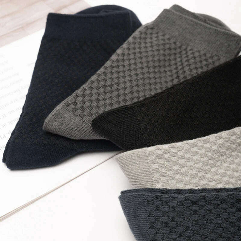 10Pairs/Lot Men's Bamboo Fiber Socks Long Black Business Soft Breathable New High Quality Autumn for Male Socks Plus Size 39-48 - KIMLUD
