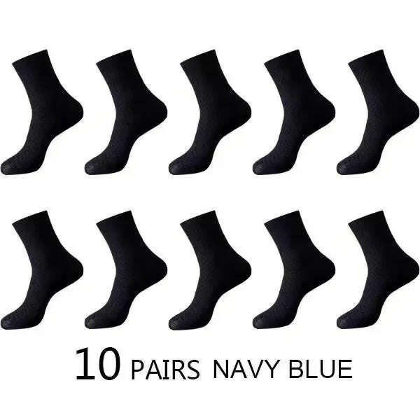 10Pairs/Men's Bamboo Fiber Socks Classic Business Office Stockings Breathable Deodorant Feet Men's Dress Socks Plus-size EU39-45 - KIMLUD