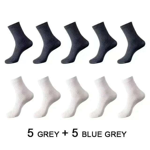 10Pairs/Men's Bamboo Fiber Socks Classic Business Office Stockings Breathable Deodorant Feet Men's Dress Socks Plus-size EU39-45 - KIMLUD