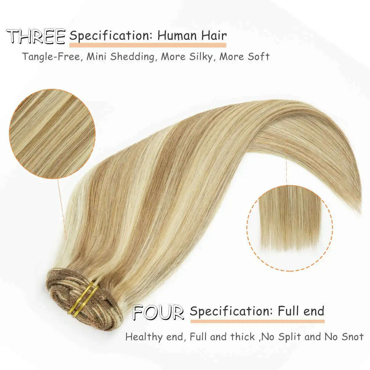 120G Clip In Hair Extension Human Hair Color P8/613 Straight Brazilian 100% Human Hair Extension Clip In 8 Pieces/Sets Full Head - KIMLUD