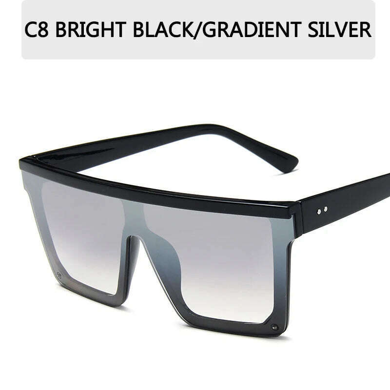 15 colors Flat Top Sunglasses Men Women Brand Designer Square Shades Gradient Sun Glasses Men Cool One Piece UV400 Mirror - KIMLUD