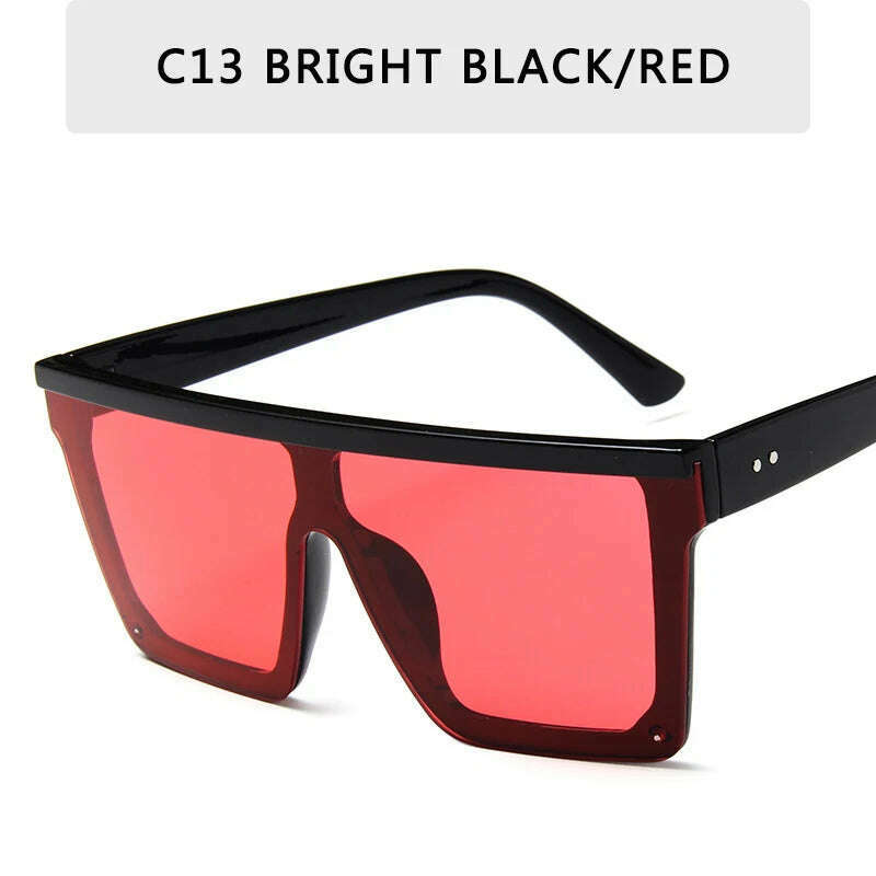 15 colors Flat Top Sunglasses Men Women Brand Designer Square Shades Gradient Sun Glasses Men Cool One Piece UV400 Mirror - KIMLUD