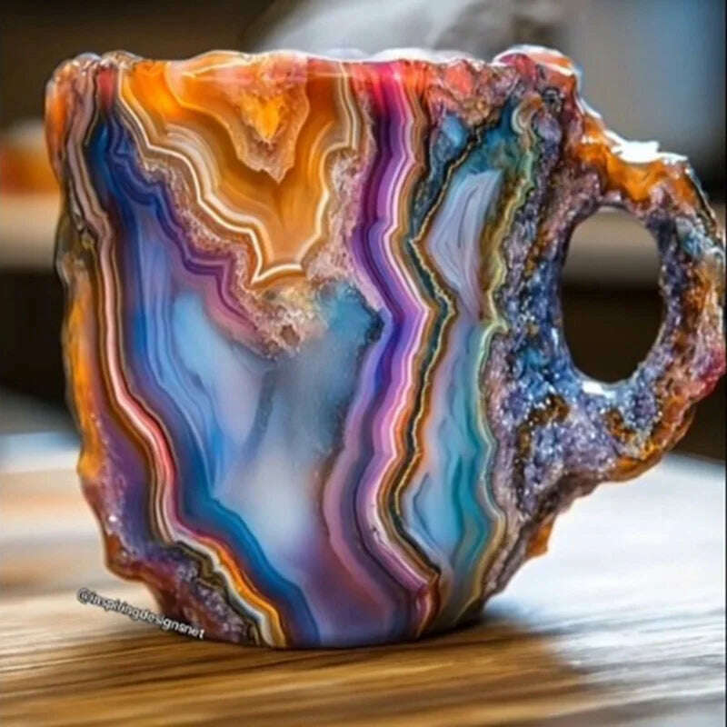 KIMLUD, 1PC Multi-Colored Mineral Crystal Coffee Mug,Natural Mineral Crystal Mug, Colorful Crystal Christmas Mugs,Christmas Gift New, KIMLUD Womens Clothes