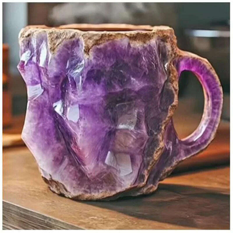 KIMLUD, 1PC Multi-Colored Mineral Crystal Coffee Mug,Natural Mineral Crystal Mug, Colorful Crystal Christmas Mugs,Christmas Gift New, KIMLUD Womens Clothes