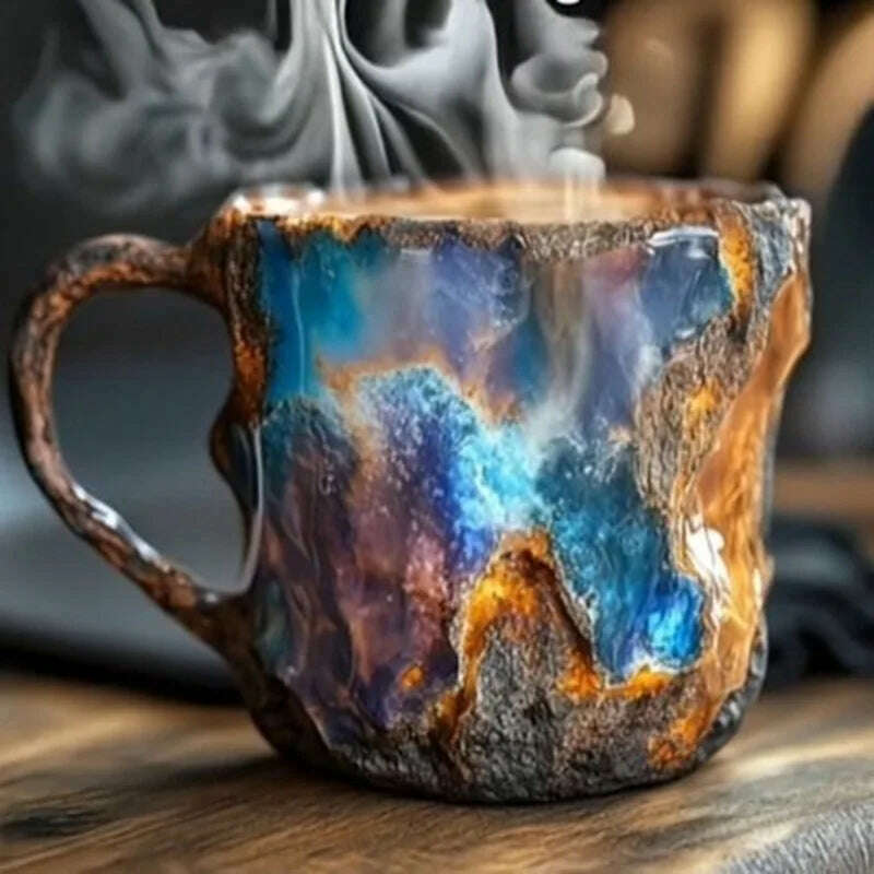 KIMLUD, 1PC Multi-Colored Mineral Crystal Coffee Mug,Natural Mineral Crystal Mug, Colorful Crystal Christmas Mugs,Christmas Gift New, KIMLUD Womens Clothes