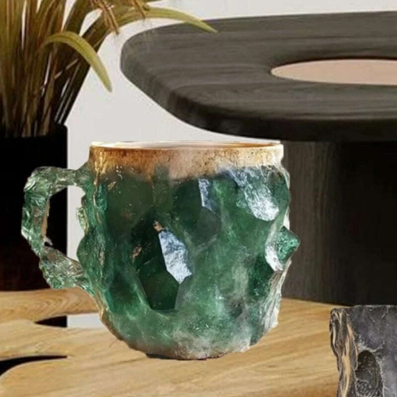 KIMLUD, 1PC Multi-Colored Mineral Crystal Coffee Mug,Natural Mineral Crystal Mug, Colorful Crystal Christmas Mugs,Christmas Gift New, KIMLUD Womens Clothes