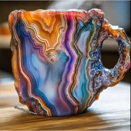 KIMLUD, 1PC Multi-Colored Mineral Crystal Coffee Mug,Natural Mineral Crystal Mug, Colorful Crystal Christmas Mugs,Christmas Gift New, Light Grey, KIMLUD APPAREL - Womens Clothes