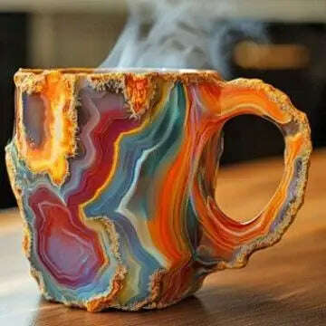 KIMLUD, 1PC Multi-Colored Mineral Crystal Coffee Mug,Natural Mineral Crystal Mug, Colorful Crystal Christmas Mugs,Christmas Gift New, Chocolate, KIMLUD APPAREL - Womens Clothes
