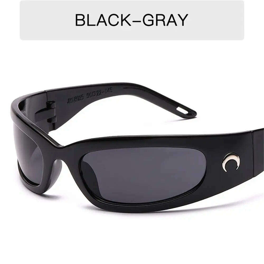 1pc Trendy Designed Moon Rectangular Sunglasses Women Men Outdoor Cycling Sports UV400 Sunglass Vintage Hip Hop Punk Sun Glasses - KIMLUD