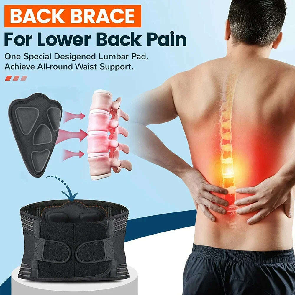 KIMLUD, 1Pcs Breathable Adjustable Lower Back Brace with Lumbar Pad, Back Support Belt for Women & Men,Lumbar Support Belt for Sciatica, KIMLUD Womens Clothes