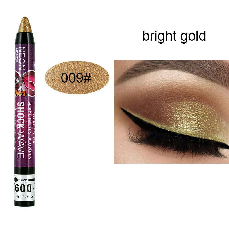 2 In 1 Glitter Eyeshadow Lipstick Pencil Stick Waterproof Pearl Silkworm Eye Shadow Pen Long-lasting Eyeshadow Make Up Cosmetic - KIMLUD