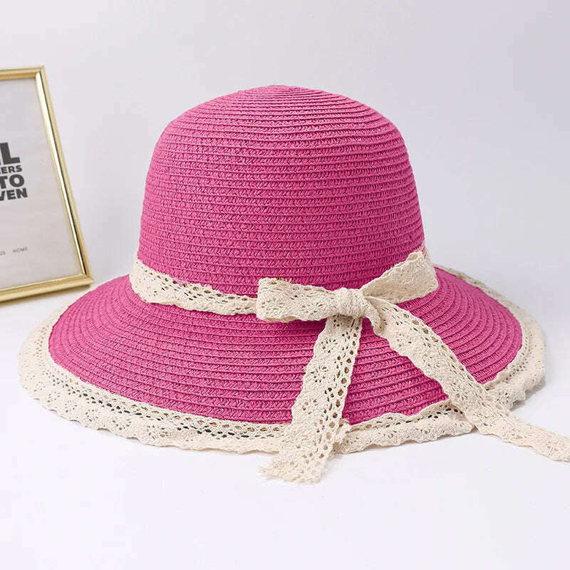 2019 Summer Bow Ribbon Sun Hat Panama Women's Cap Bonnet Beach Straw Hats summer hats for women шляпа соломенная gorro mujer - KIMLUD