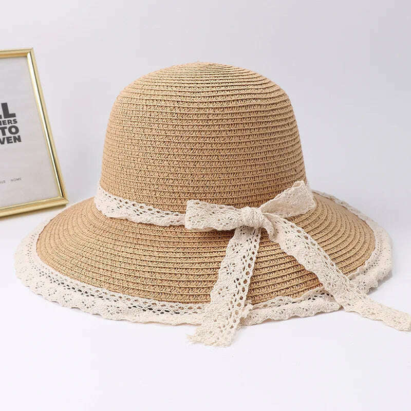 2019 Summer Bow Ribbon Sun Hat Panama Women's Cap Bonnet Beach Straw Hats summer hats for women шляпа соломенная gorro mujer - KIMLUD