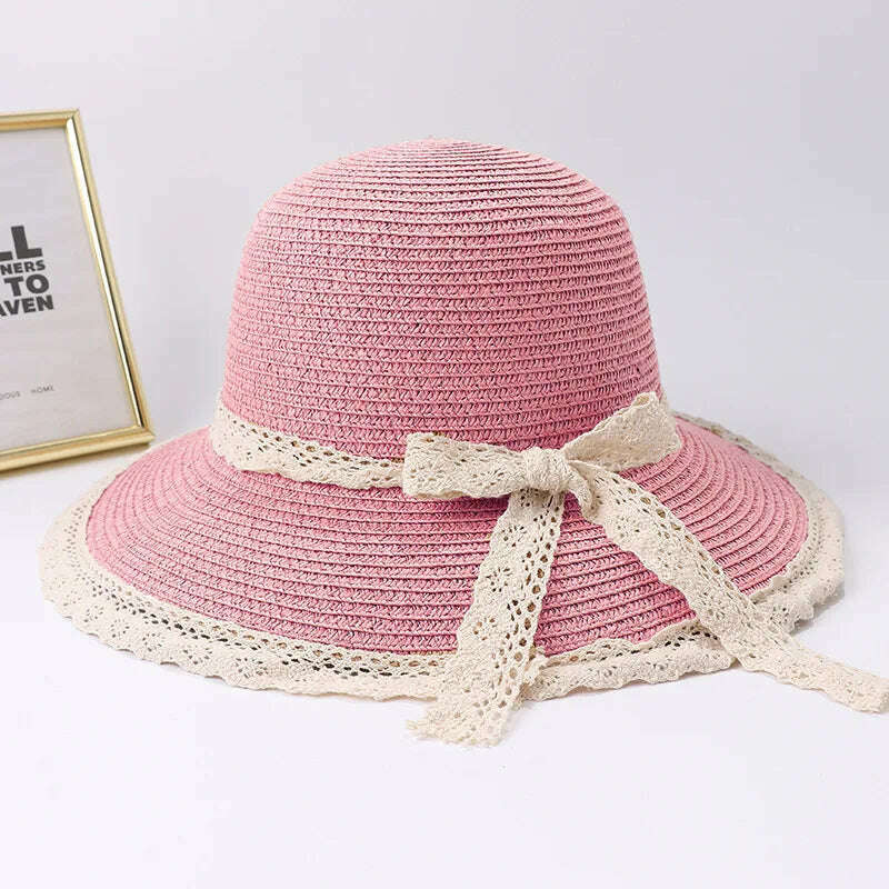 2019 Summer Bow Ribbon Sun Hat Panama Women's Cap Bonnet Beach Straw Hats summer hats for women шляпа соломенная gorro mujer - KIMLUD