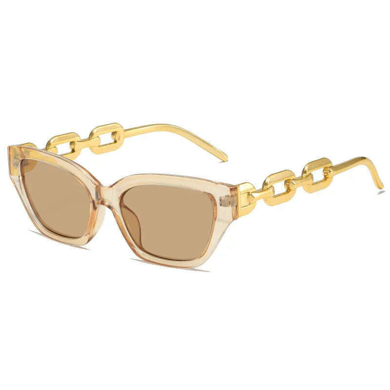 2022 New Fashion Cat Eye Sunglasses Women Vintage Brand Designer Glasses Black Sun Glasses Female UV400 Golden Eyewear - KIMLUD