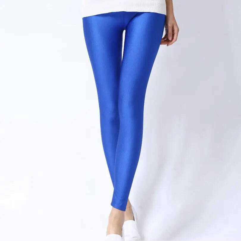 2022 New Spring Autume Solid Candy Neon Leggings for Women High Stretched Female Sexy Legging Pants Girl Clothing Leggins - KIMLUD