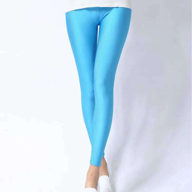 2022 New Spring Autume Solid Candy Neon Leggings for Women High Stretched Female Sexy Legging Pants Girl Clothing Leggins - KIMLUD