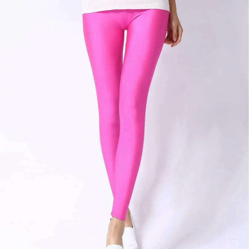 2022 New Spring Autume Solid Candy Neon Leggings for Women High Stretched Female Sexy Legging Pants Girl Clothing Leggins - KIMLUD
