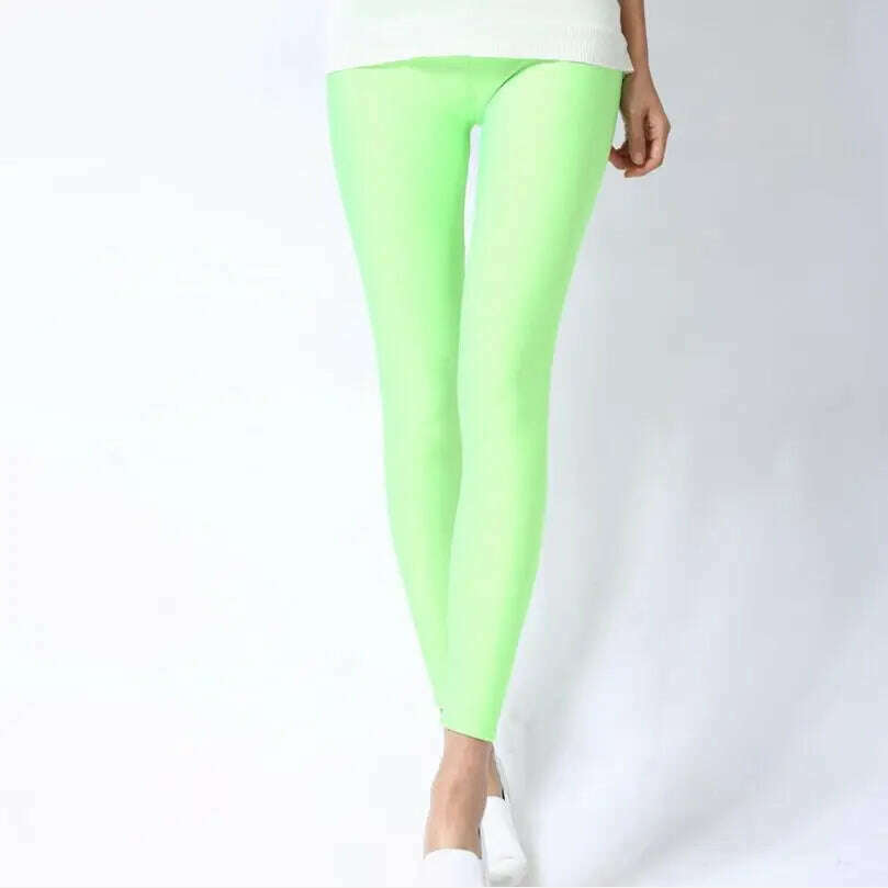 2022 New Spring Autume Solid Candy Neon Leggings for Women High Stretched Female Sexy Legging Pants Girl Clothing Leggins - KIMLUD