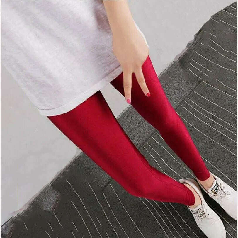2022 New Spring Autume Solid Candy Neon Leggings for Women High Stretched Female Sexy Legging Pants Girl Clothing Leggins - KIMLUD