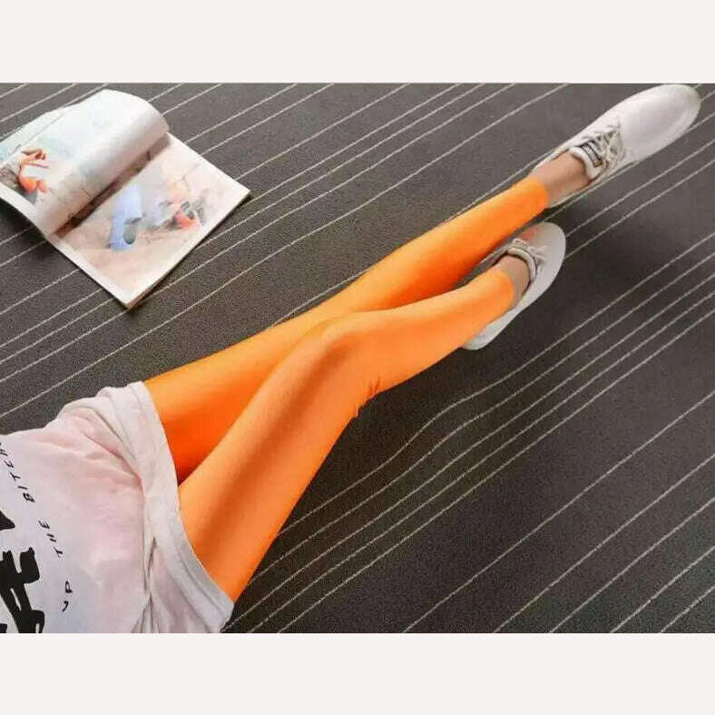 2022 New Spring Autume Solid Candy Neon Leggings for Women High Stretched Female Sexy Legging Pants Girl Clothing Leggins - KIMLUD