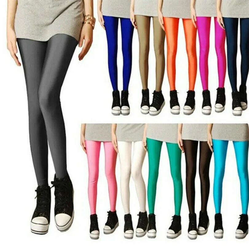 2022 New Spring Autume Solid Candy Neon Leggings for Women High Stretched Female Sexy Legging Pants Girl Clothing Leggins - KIMLUD