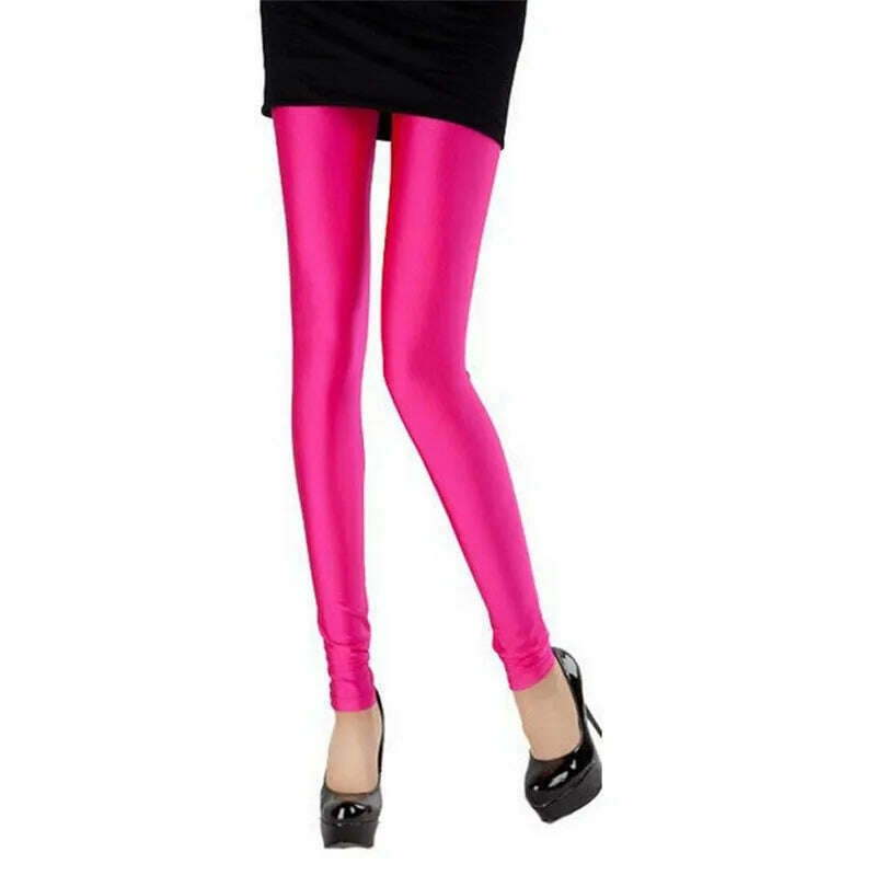 2022 New Spring Autume Solid Candy Neon Leggings for Women High Stretched Female Sexy Legging Pants Girl Clothing Leggins - KIMLUD