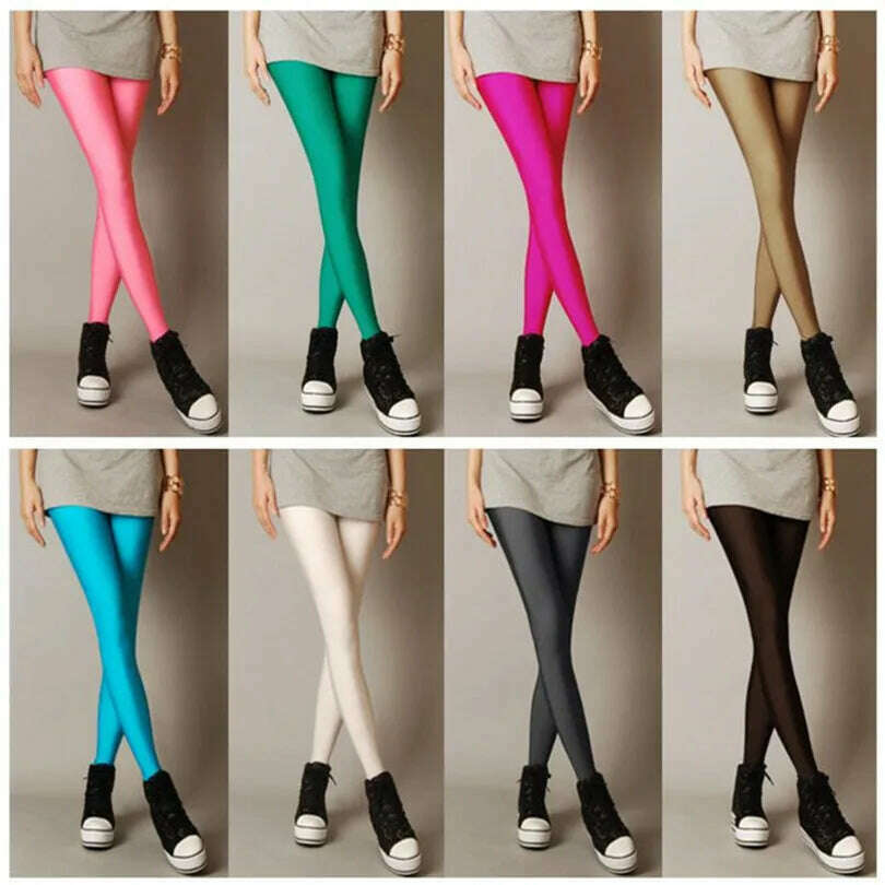 2022 New Spring Autume Solid Candy Neon Leggings for Women High Stretched Female Sexy Legging Pants Girl Clothing Leggins - KIMLUD