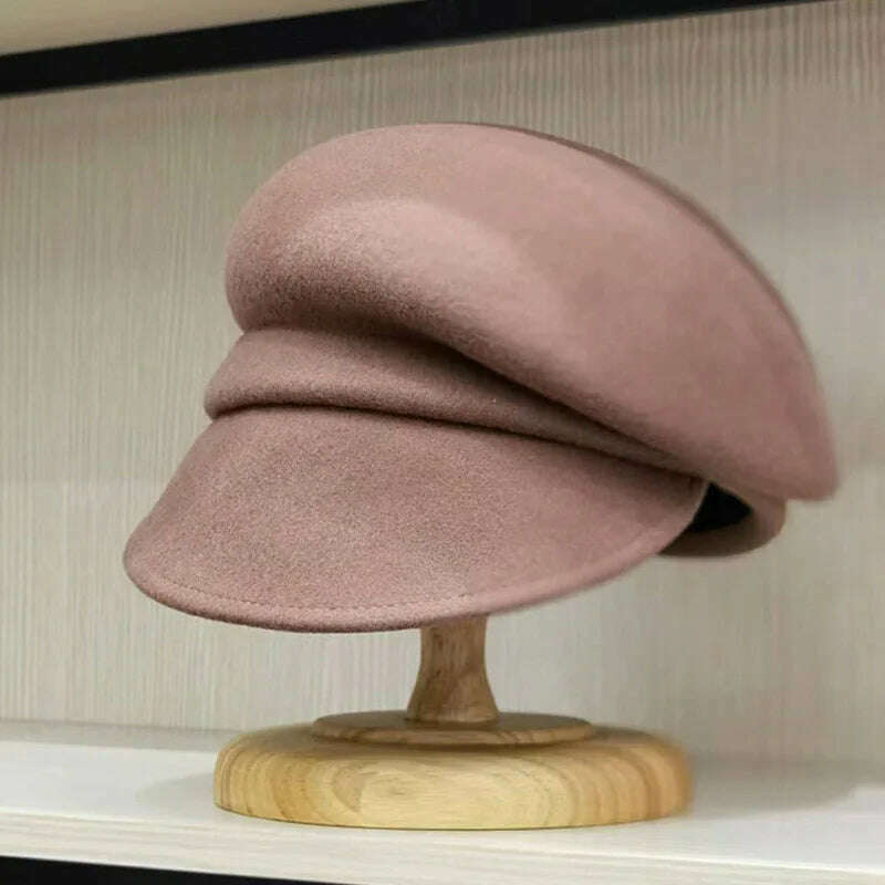 2022 New Style Women Newsboy Hats Ladies Fashion Wool Winter Hat Sloping Brim Visor Cap Cabbie Beret Girls Paperboy Cap Ivy Hat - KIMLUD