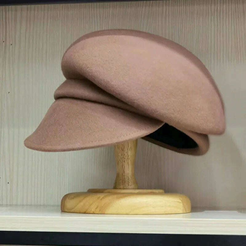 2022 New Style Women Newsboy Hats Ladies Fashion Wool Winter Hat Sloping Brim Visor Cap Cabbie Beret Girls Paperboy Cap Ivy Hat - KIMLUD