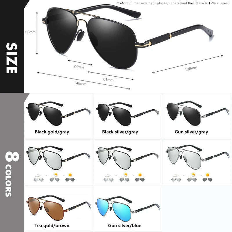 KIMLUD, 2022 New Trend Quality Titanium Alloy Sunglasses Polarized Men Photochromic Sun Glasses Women Pilot Mirror Shades Oculos De Sol, KIMLUD Womens Clothes