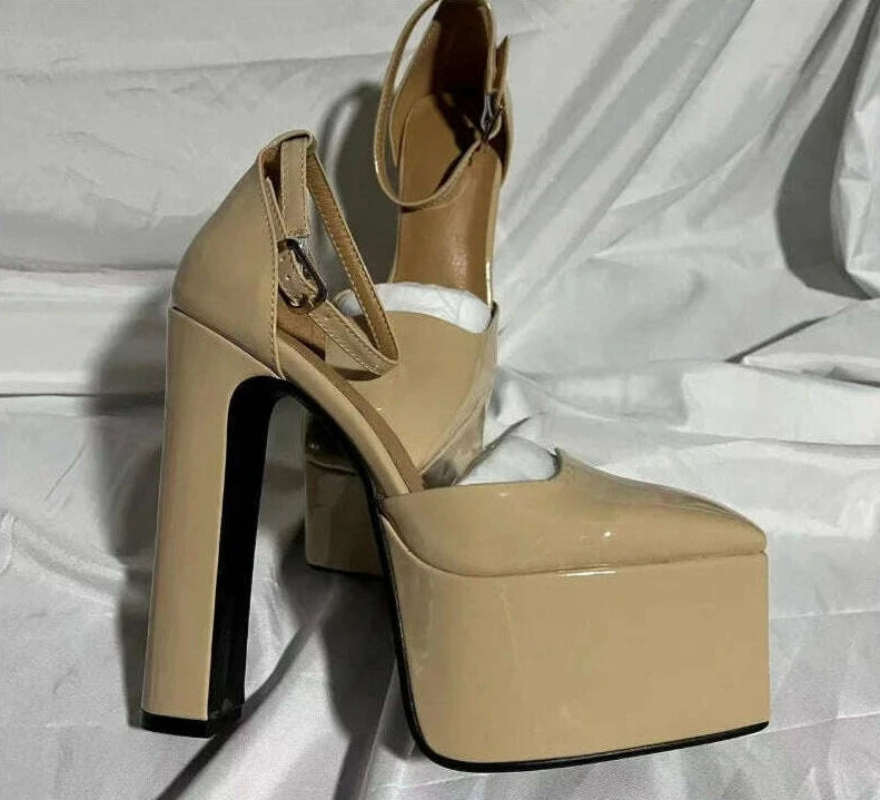 2022 Spring and Summer New Women's High Heels Patent Leather Wedding Shoes Luxury Sexy Paris Fashion Banquet Women's Shoes - KIMLUD
