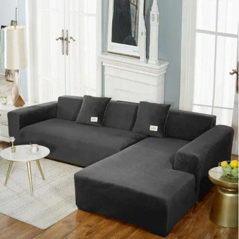 2022 Velvet L Shaped Sofa Cover For Living Room Elastic Furniture Couch Slipcover Chaise Longue Corner Sofa Covers Stretchable - KIMLUD