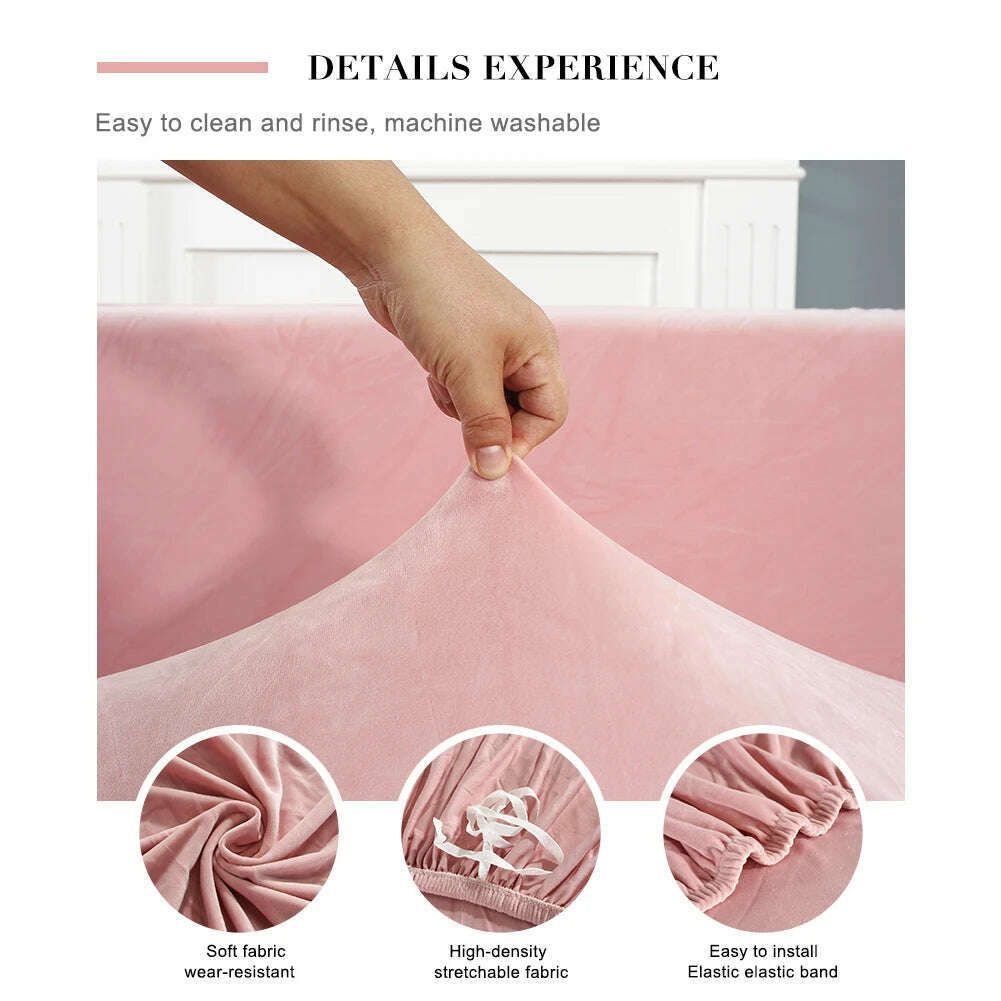 2022 Velvet L Shaped Sofa Cover For Living Room Elastic Furniture Couch Slipcover Chaise Longue Corner Sofa Covers Stretchable - KIMLUD