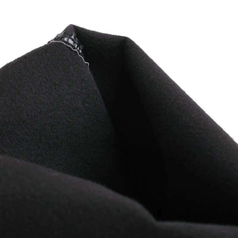 2022 Women Over the Knee Boots Platform Square High Heel Ladies Long Boots PU Leather Round Toe Zipper Party Women's Shoes Black - KIMLUD